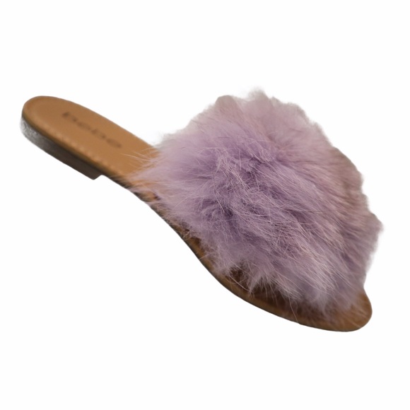Purple flip-flop Purple Fur Pom Thong Sandal NWB - Picture 4 of 9